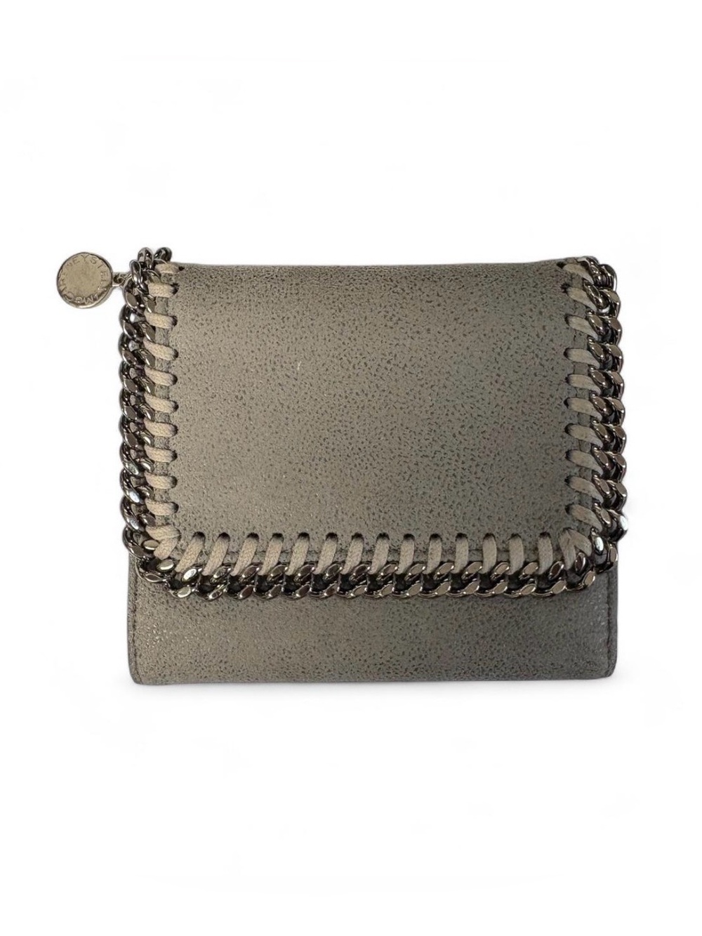 Stella McCartney Gray Chain-Trim Flap Wallet